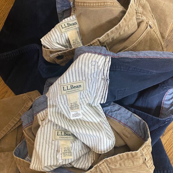 (3) L.L. Bean Standard Fit Corduroy pants dark tan navy blue 38 x 30 EUC - Picture 4 of 5